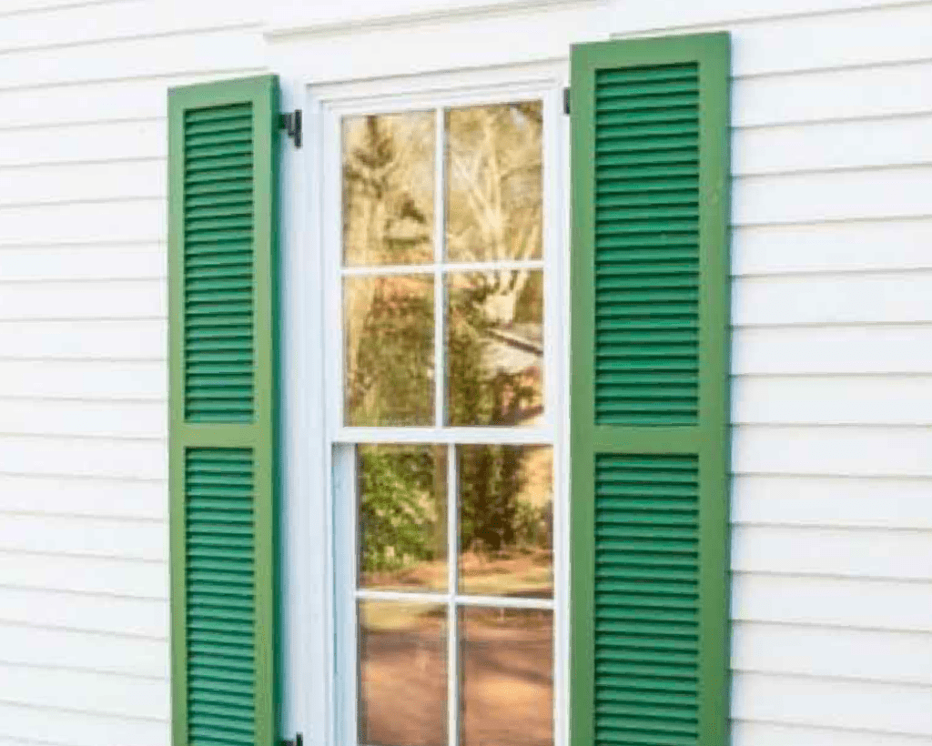 green shutters custom Dwell Shutter and Blinds window treatment louvered exterior