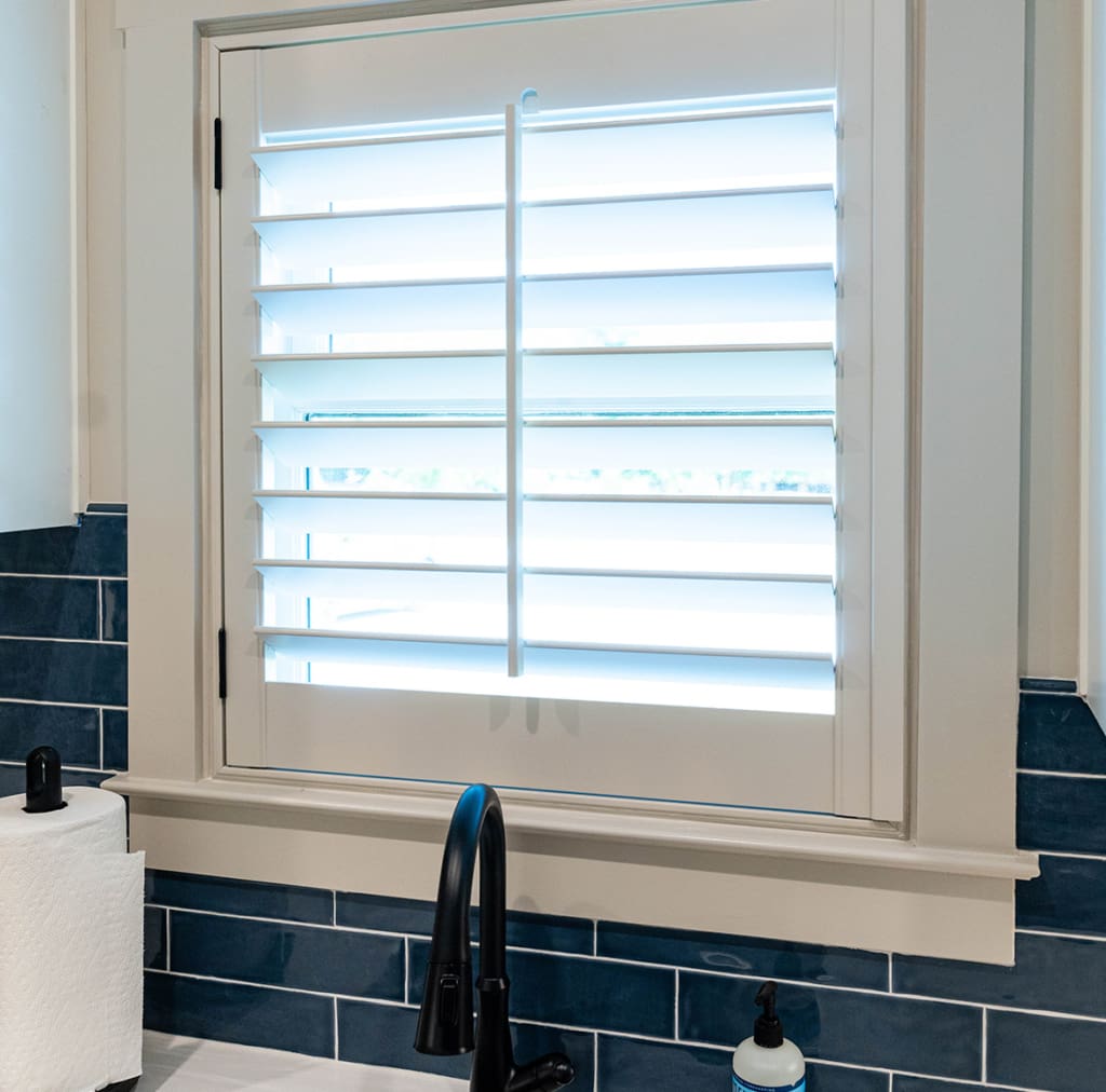 Interior moveable louvered shutters built and installed by Dwell Shutter and Blinds